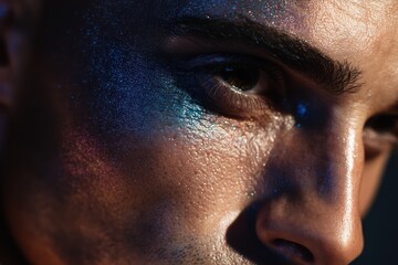 Naklejka premium Sharp Portrait of Gay Man with Shimmering Eyeliner