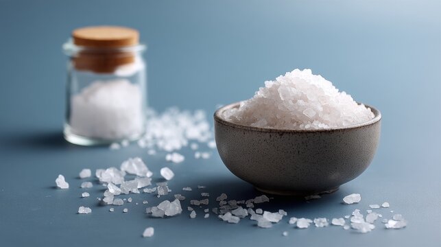 Salt in jar and bowl styled artistic minimal modern composition design arrangement culinary inspiration natural display