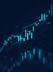 Financial data charts with glowing stock market graphs.Stock market investment data and analysis...