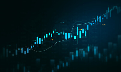 Financial data charts with glowing stock market graphs.Stock market investment data and analysis finance graph. Business financial chart with moving up arrow graph.
