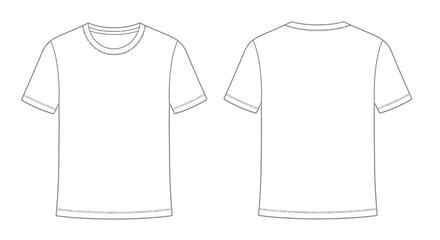 Minimalist Outline Front and Back T-Shirt Fashion Apparel Illustration