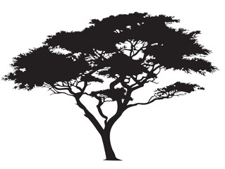 Modern Spiky Tree Silhouette 2D Vector Line Art for Decoration  