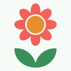 Simple Flat Flower Vector | Minimalist Floral Logo Design