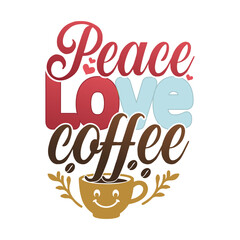 Peace Love Coffee Retro Groovy Quote SVG Design