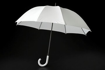 Elegant White Umbrella with Classic Handle on Black Background