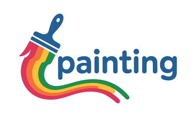 Creative painting logo with vibrant brushstroke and colorful swirl effect
