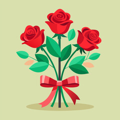 bouquet of red roses and gift box