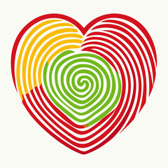 heart shape made of colorful circles
