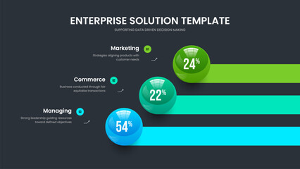 Digital Plan 3 Option Infographic Slideshow Layout. Clean Analysis Three Step Chart Slide Template. Minimal Launch Presentation Design Vector Illustration.