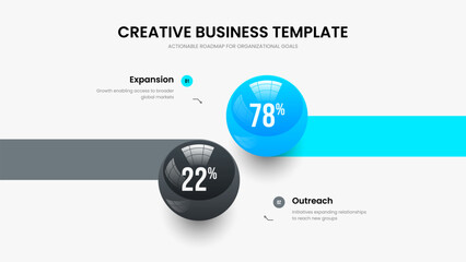 Consulting Development Two Step Diagram Frame Layout. Market Introduction Slideshow Design Vector Illustration. Business Innovation 2 Element Infographic Slide Template.