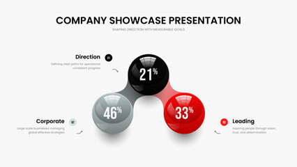 Project Profile Frame Layout Vector Illustration. Consulting Growth 3 Element Infographic Slide Template. Science Review Three Step Graph Presentation Design.