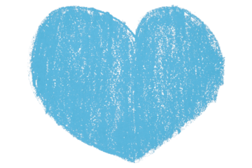 Valentine's Day Chalk Crayon Light Blue Heart Shape Illustration Isolated on Transparent Background