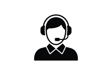 Silhouette of a person wearing a headset with a microphone for customer service