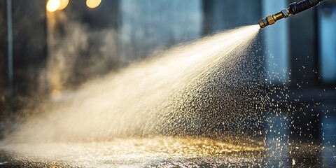 High Pressure Water Cleaning Jet Washing Surface with Powerful Spray Stream