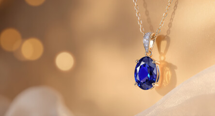 Elegant sapphire jewelry luxury pendant necklace. beautiful gemstone decor piece expressing timeless romance