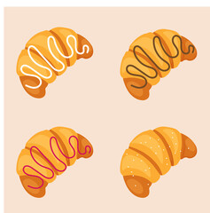 set of croissant vector 