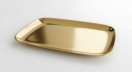 Elegant golden tray isolated on white background, perfect for home decor display