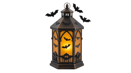 Spooky Halloween lantern with bats for a festive decoration
