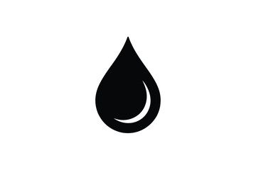 Simple black water droplet icon symbol on white background