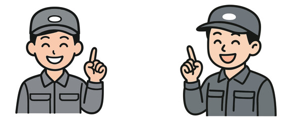 Fototapeta premium Minimal Vector Illustration of Smiling Worker Giving Advice – Instruction and Tip Icon