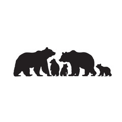 Obraz premium Adorable bear family silhouette collection