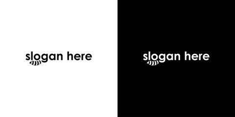 Minimalist logo design featuring a stylized leaf and slogan, set against contrasting backgrounds