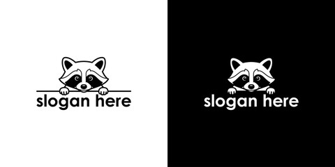 Playful raccoon logo design with a catchy slogan, suitable for branding and marketing materials