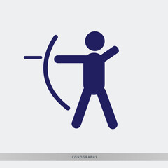 Archery champion aiming for success with bow and arrow icon, symbol of precision, focus, and target achievement in sports and business strategies