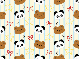 seamless pattern with panda and bear