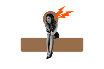 Creative photo collage young businesswoman attractive lady boss employee agent ask beg overloaded stress nervous drawing background