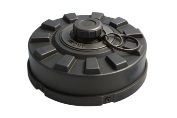 3D Render of Modern Anti-Personnel Land Mine – Transparent Background
