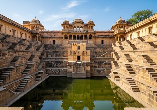 Ancient Indian Stepwell Architecture. - Powered by Adobe