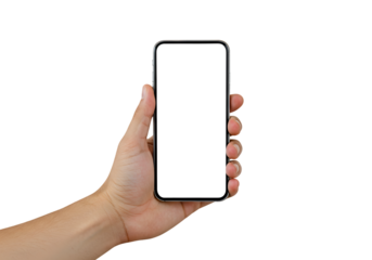 Confident hand showcasing a modern smartphone with a blank screen ready for your custom app interface, website mockup, or creative design