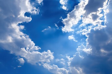 Fototapeta premium Vibrant Blue Sky with Scattered Clouds and Light