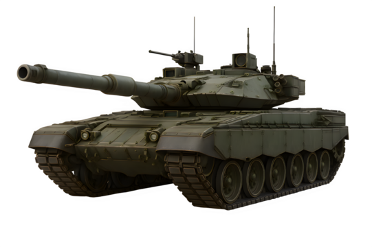 High-Detail 3D Modern Military Tank – Transparent Background