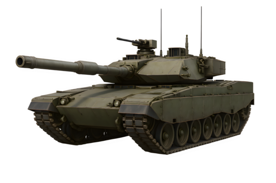 High-Detail 3D Modern Military Tank – Transparent Background