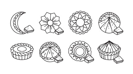 Hand drawn delicious pastry and dessert collection isolated food graphics vector