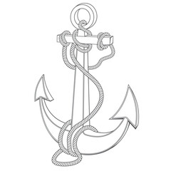 classic sailor anchor symbol with rope vector artwork for navigation, travel, and oceanic logo design