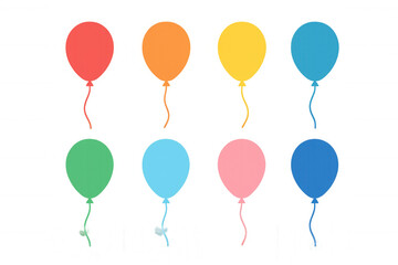 Colorful birthday and party balloons in various hues, celebrating festive events and joyous moments, transparent background