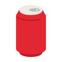 Red soda can on a white background. Bright, clean and simple design suitable for food and drink themes, packaging, advertisements or web design. Ideal for healthy lifestyle, fast food or refreshing