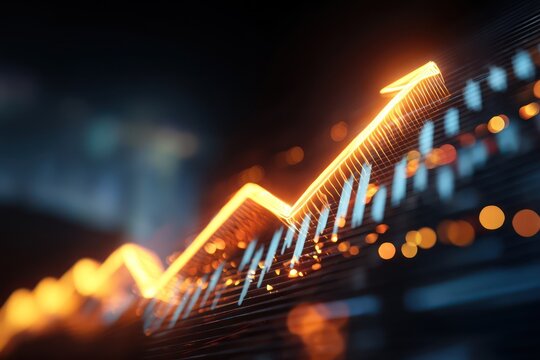 Abstract rising graph on monitor finance success