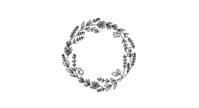 Elegant floral wreath design for invitations and branding, adding a touch of nature and simplicity to your project with this delicate botanical element