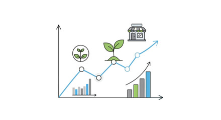 See your business thrive with upward growth trending charts, healthy new business starts and thriving small business storefronts for your marketing