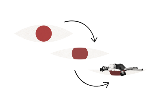 Composite photo collage of peaceful girl lay sleepy eyeball stalker concept observer vision espionage isolated on painted background