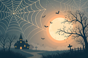 A spooky and festive Halloween party background featuring detailed spiderwebs arranged around blank central space for text or design elements. The transparent PNG texture makes it perfect for overlays