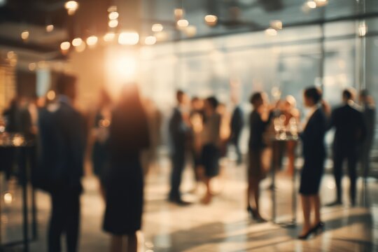 Blurred Business People Celebrating at Office Center Party