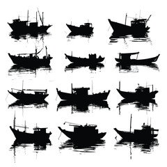 Collection of nautical boat silhouettes for design