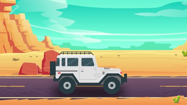 Realistic Car Moving Animation on Road &ndash; 2D/3D Motion Clip