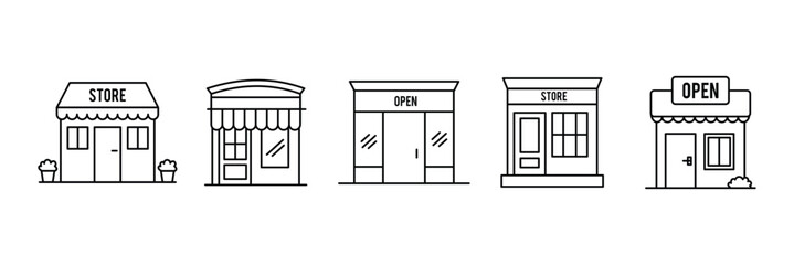 Store icon set. Line and glyph store shop vector.  Thin line vector icons for mobile concepts and web apps. Premium quality icons in trendy flat style.  