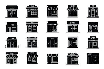 Store icon set. Line and glyph store shop vector.  Thin line vector icons for mobile concepts and web apps. Premium quality icons in trendy flat style.  